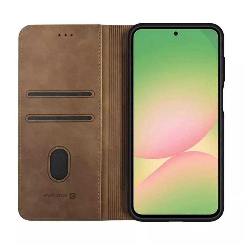 Evelatus Samsung Galaxy A53 5G Book Case Braun - PU-Leder Geldbörsenhülle mit Kartenfächern und Kickstand