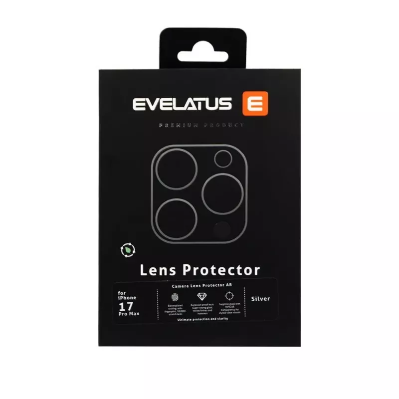 Evelatus Apple iPhone 17 Pro Max Full Body Camera Lens Protection Premium Silver