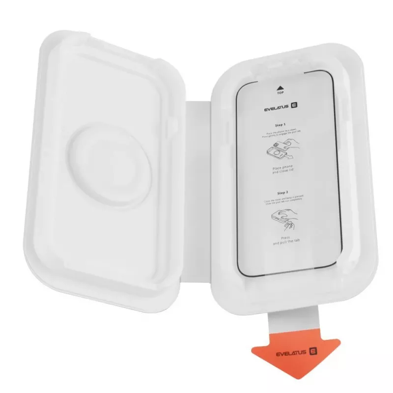 Evelatus Apple iPhone 15 Flip Glass Magic Easy Install No Box Screen Protector (Tempered Glass, 9H, 0,33mm, 1er-Pack)