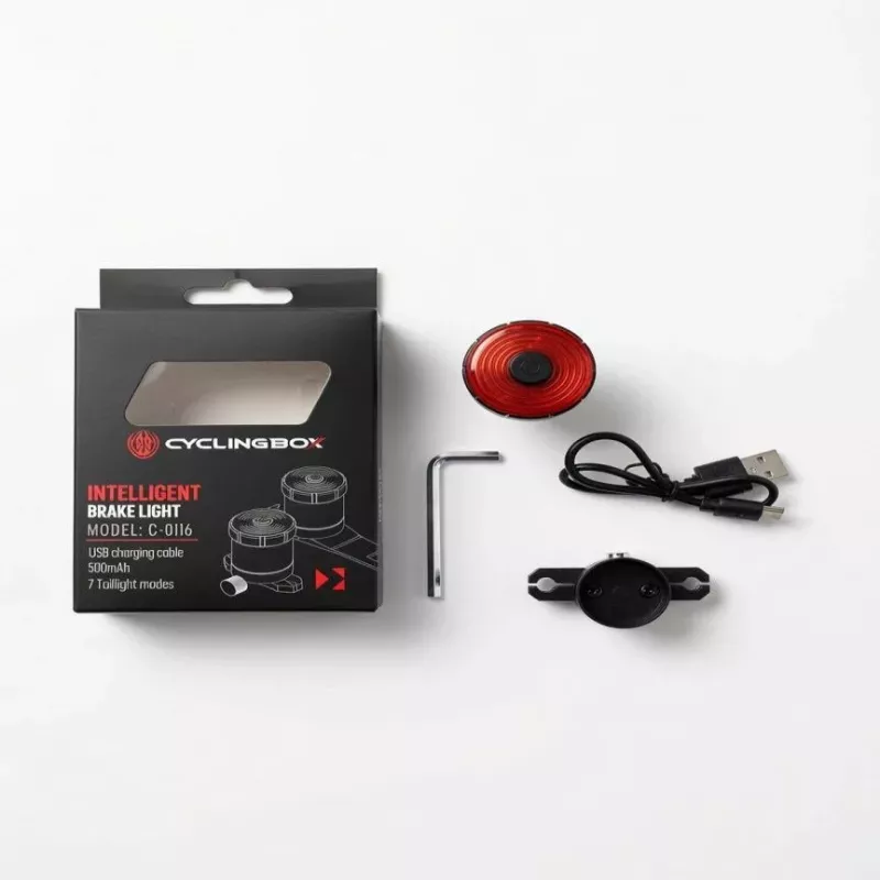 iLike Smart USB Rechargeable Bike Tail Light mit Bremslichtsensor, 7 Beleuchtungsmodi, IPX5 wasserdicht, Aluminium Fahrradrücklicht, Sattelstützenhalterung