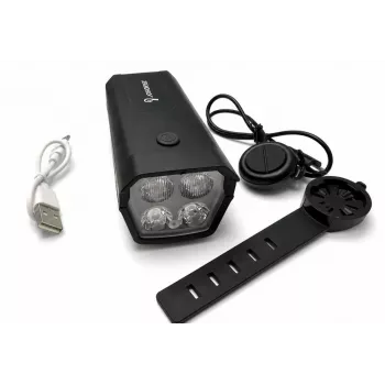 iLike Wiederaufladbarer Fahrradscheinwerfer mit 120 dB Elektrohupe, 300 Lumen LED-Fahrradlicht, USB-wiederaufladbar, Lenker-Fernbedienung