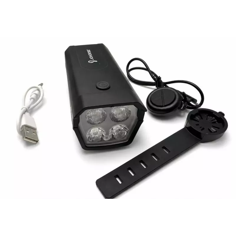 iLike Wiederaufladbarer Fahrradscheinwerfer mit 120 dB Elektrohupe, 300 Lumen LED-Fahrradlicht, USB-wiederaufladbar, Lenker-Fernbedienung