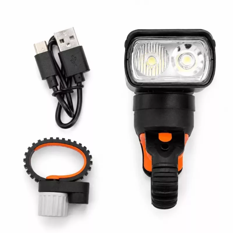 iLike JOHORSE USB wiederaufladbare Fahrrad-Frontleuchte, 400LM LED Fahrradscheinwerfer, Dual Beam, Aluminiumgehäuse, Akkustandsanzeige, wasserdichtes Fahrradlicht