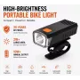 iLike USB wiederaufladbare Fahrrad-Frontleuchte, JH420 hochhelle LED-Fahrradscheinwerfer, IP65 wasserdichtes Fahrradlicht für MTB, Rennrad & E-Bike Schwarz