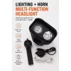 iLike JOHORSE Wiederaufladbares Fahrradlicht mit 120dB Hupe, USB-wiederaufladbarer LED-Fahrradscheinwerfer, Fern-/Abblendlicht, IPX4 wasserdicht, schwarzes Frontlicht