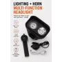iLike JOHORSE Wiederaufladbares Fahrradlicht mit 120dB Hupe, USB-wiederaufladbarer LED-Fahrradscheinwerfer, Fern-/Abblendlicht, IPX4 wasserdicht, schwarzes Frontlicht