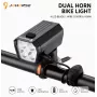 iLike JOHORSE USB wiederaufladbarer Fahrradscheinwerfer mit 120dB Elektrohupe, 300LM 4 LED Fahrrad-Frontlicht, 7 Beleuchtungsmodi, Lenker-Fernschalter, IPX4 wasserdicht Schwarz