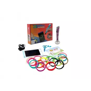iLike Melt 3D Pen Kit Box Komplettset für 3D-Druckstift, 3D PEN-7-1 Set mit Schablonen 5m x 20 Farben Pink
