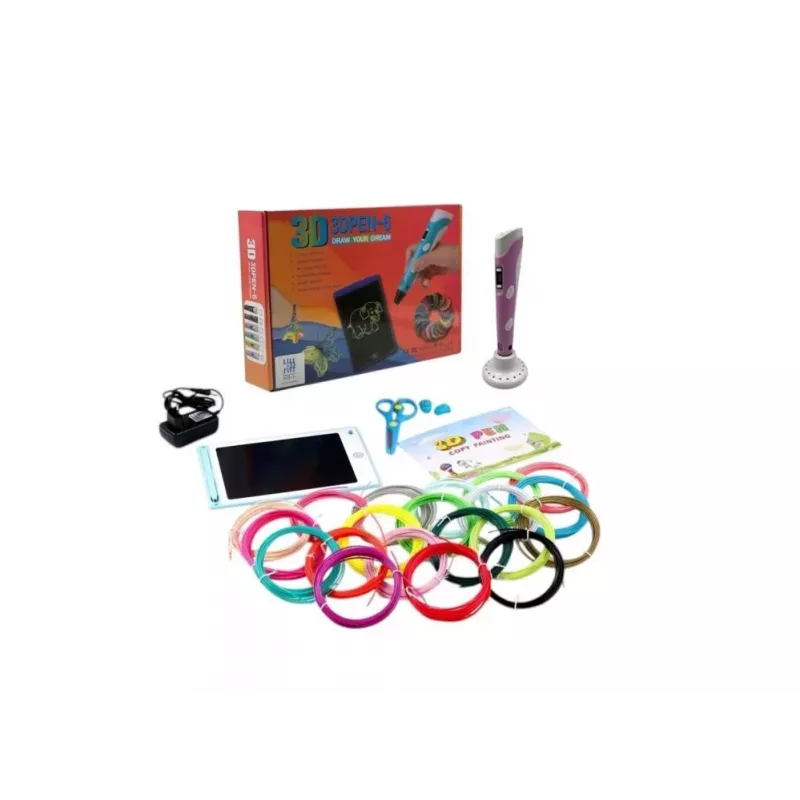 iLike Melt 3D Pen Kit Box Komplettset für 3D-Druckstift, 3D PEN-7-1 Set mit Schablonen 5m x 20 Farben Pink