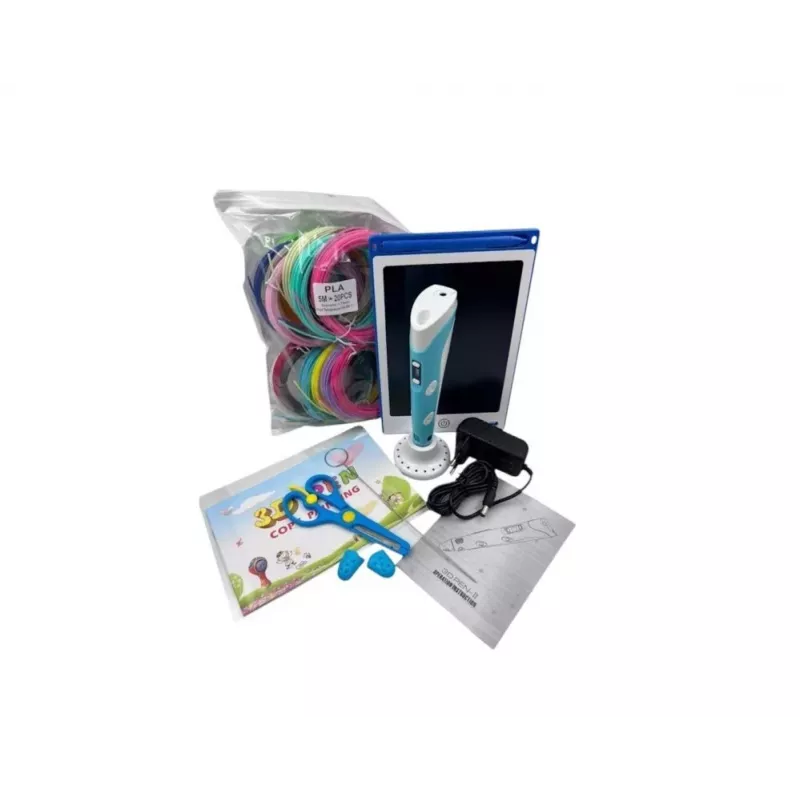 iLike Melt 3D Pen Kit Box Komplettset für 3D-Druckstift, 3D PEN-7-1 Set mit Schablonen 5m x 20 Farben Blau