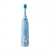 iLike Kinder Schallzahnbürste, wasserdicht, 5 Bürstenköpfe (1+4 Ersatzköpfe), batteriebetrieben, weiche Borsten, Einhorn-Design, Blau