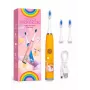 iLike Kids Wiederaufladbare Schallzahnbürste, USB-Ladung, 3 Bürstenköpfe (1+2 Ersatzköpfe), weiche Borsten, wasserdicht, süßes Hamster-Design Orange