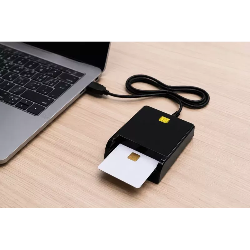 iLike USB Smart Card Reader, Contact IC Card Reader für Digitale Signatur, eID, Bank- und Regierungskarten Schwarz