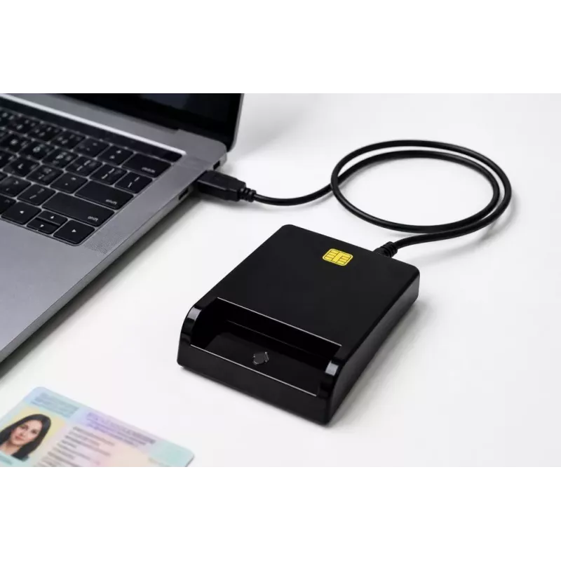 iLike USB Smart Card Reader, Contact IC Card Reader für Digitale Signatur, eID, Bank- und Regierungskarten Schwarz