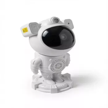 iLike Astronaut Smart LED Lampe mit Bluetooth-Lautsprecher, RGB Nachtlicht, Fernbedienung, 360° drehbarer Kopf Weiß