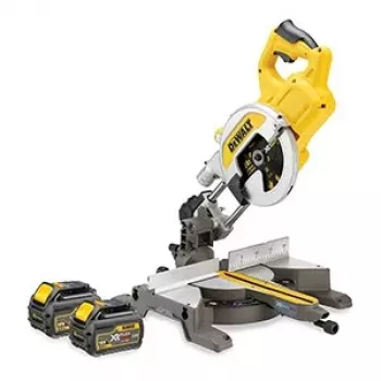 DEWALT DCS777T2-QW 216mm 54V XR FLEXVOLT Akku-Kapp- und Gehrungssäge mit 2 x 6,0Ah Akkus, Schnellladegerät und 40T TCT Sägeblatt