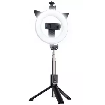 iLike Selfie Handle Tripod and Ring Light Bluetooth Schwarz