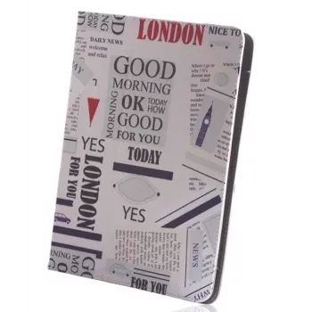 iLike Case Newspaper für Tablet 9-10 Zoll - Universelle Folio-Hülle mit Ständer, PU-Leder, Zeitungsdruck