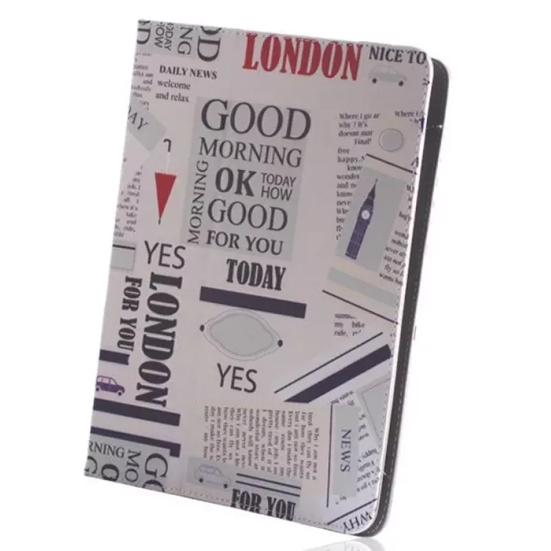 iLike Case Newspaper für Tablet 9-10 Zoll - Universelle Folio-Hülle mit Ständer, PU-Leder, Zeitungsdruck
