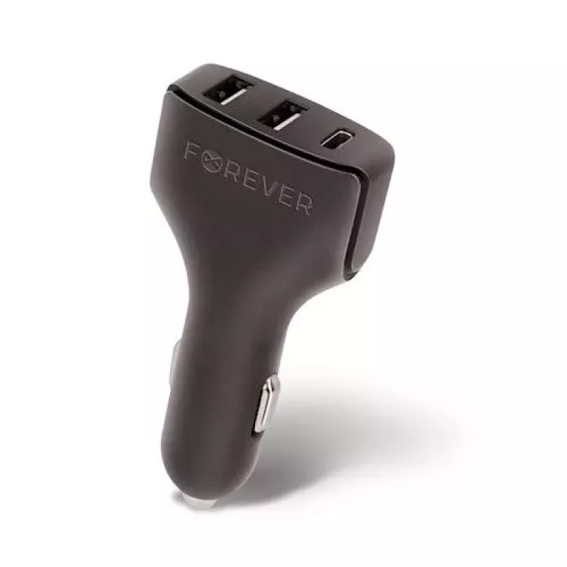 Forever Universal USB Car Charger CC-05 2xUSB & Type-C 4.8A Schwarz