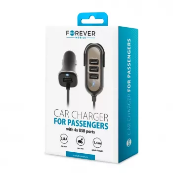 Forever Universal PC-01 Auto-Ladegerät (4 x USB | 5,8 A) für Passagiere Schwarz