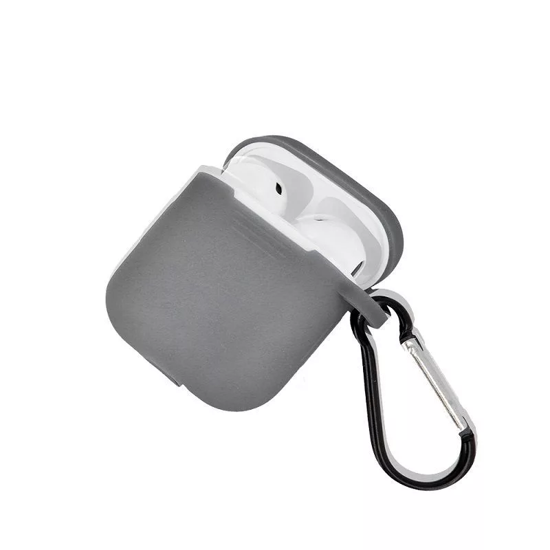 GreenGo Apple AirPods Silikonhülle mit Haken Grau