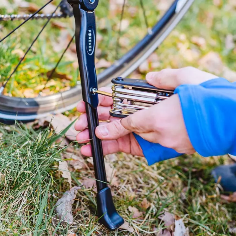 Forever Outdoor Bikes Kickstand - Seitenständer aus Aluminiumlegierung für 24-29 Zoll Fahrräder, Schwarz