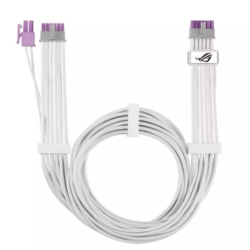 ASUS ROG EQUALIZER White Edition GPU-Stromkabel - 16-polig 12VHPWR auf 3x8-polig PCIe - 700mm Weiß
