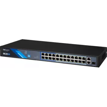BCS BCS-B-SP2402G-1SFP 24-Port PoE+ Unmanaged Switch mit 2 Gigabit Uplink und 1 SFP-Slot