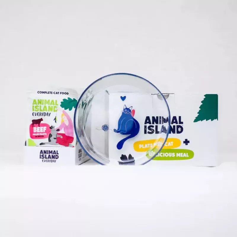 ANIMAL ISLAND Beef Fillets in Gravy 12x85g + Keramik-Futternapf