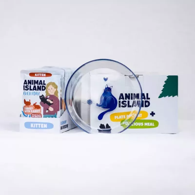 ANIMAL ISLAND Kitten Turkey & Rabbit 12x85g mit Bonus-Futternapf
