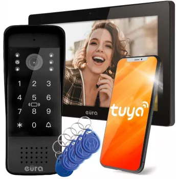 EURA VDP-86A3 10-Zoll schwarzes Video-Türsprechmonitor mit Tuya Smart App