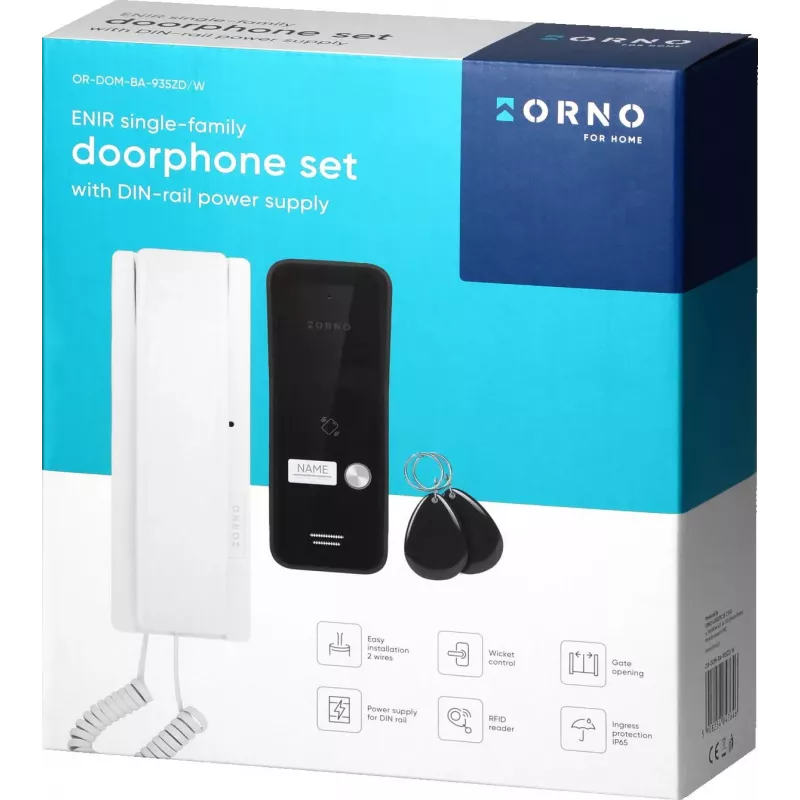 ORNO OR-DOM-BA-935ZD/W 2-Draht Audio-Türsprechanlagen-Set für Einfamilienhaus, Weiß