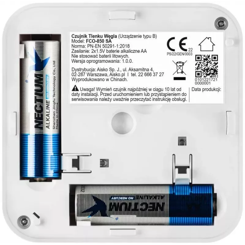 FIRESCO FCO-850 SA Kohlenmonoxidmelder mit LCD-Anzeige, 10 Jahre Lebensdauer