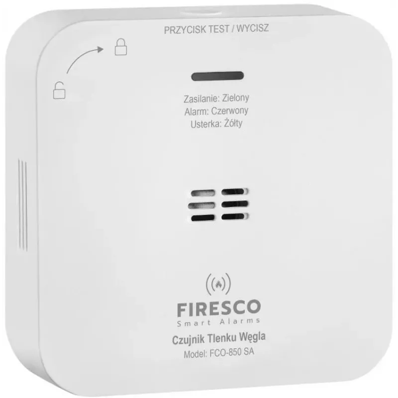 FIRESCO FCO-850 SA Kohlenmonoxidmelder mit LCD-Anzeige, 10 Jahre Lebensdauer
