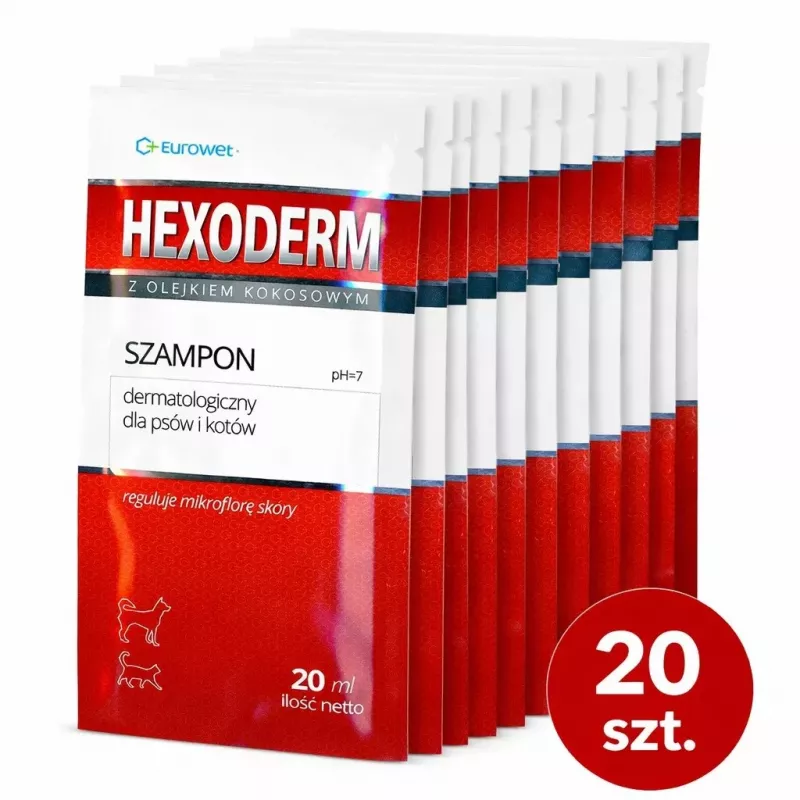 EWE EUROWET Hexoderm Medicated Shampoo für Hunde und Katzen - 20 x 20 ml Beutel