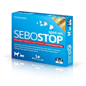 EWE EUROWET Sebostop Spot-on - Anti-Seborrhoe-Lösung für Hunde und Katzen - 5 x 2 ml Pipetten