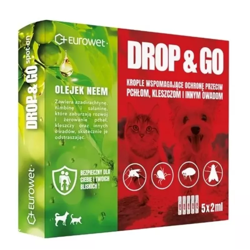 EWE EUROWET Drop&Go Spot-On Floh- und Zeckentropfen für Hunde und Katzen 5x2 ml