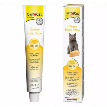 GimCat Käse-Biotin-Paste für Katzen - 200g Tube - Gesunde Haut, glänzendes Fell & starke Krallen