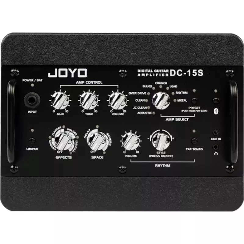 JYO JOYO DC-15S 15W Gitarrenverstärker mit Bluetooth, wiederaufladbarem Akku, 9 Verstärkermodellen, 6 Effekten, Drum-Machine, Looper, Stimmgerät