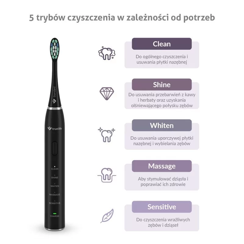 TLF TrueLife SonicBrush Clean30 Schwarz Erwachsene Schallzahnbürste