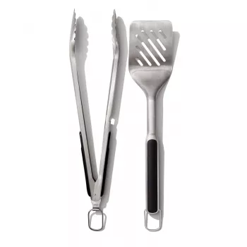 OXO Good Grips Grilling Spatula and Tongs Set, Black/Silver, 2-Piece