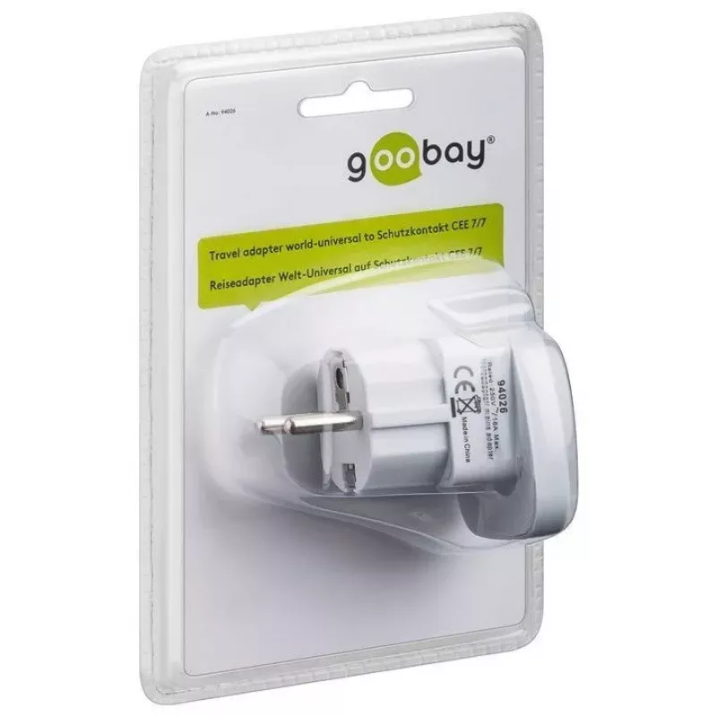 Goobay 94026 Reiseadapter UK, US, IT, CH auf EU, Weiß