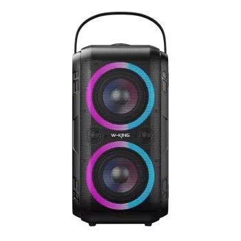 W-KING T9-2 Bluetooth Lautsprecher 100W RMS Tragbarer Party-Lautsprecher mit RGB-Lichtern, IPX6, TWS, Karaoke, Powerbank, Schwarz