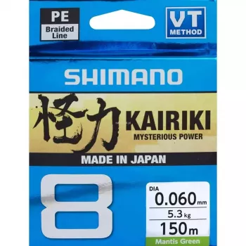 SHIMANO Kairiki 8 Geflochtene Angelschnur 0,060mm 150m 5,3kg Mantis Green
