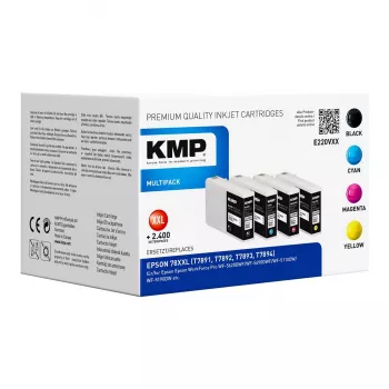 KMP MULTIPACK E220VXX - 4er-Pack - High Yield - Schwarz, Gelb, Cyan, Magenta - Kompatible Tintenpatrone (Alternative zu: Epson T7891, T7892, T7893, T7894) - für Epson WorkForce Pro WF-5110DW, WF-5190DW, WF-5620DWF, WF-5690DWF