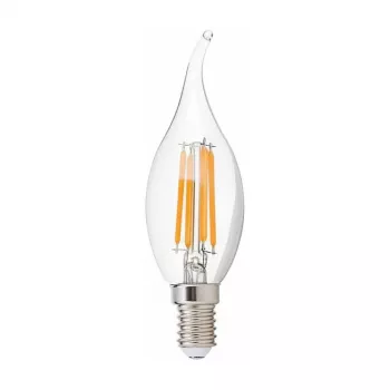 SYNERGY21 LED Retrofit E14 Kerze klar gebogene Spitze 4,5W Warmweiß dimmbar