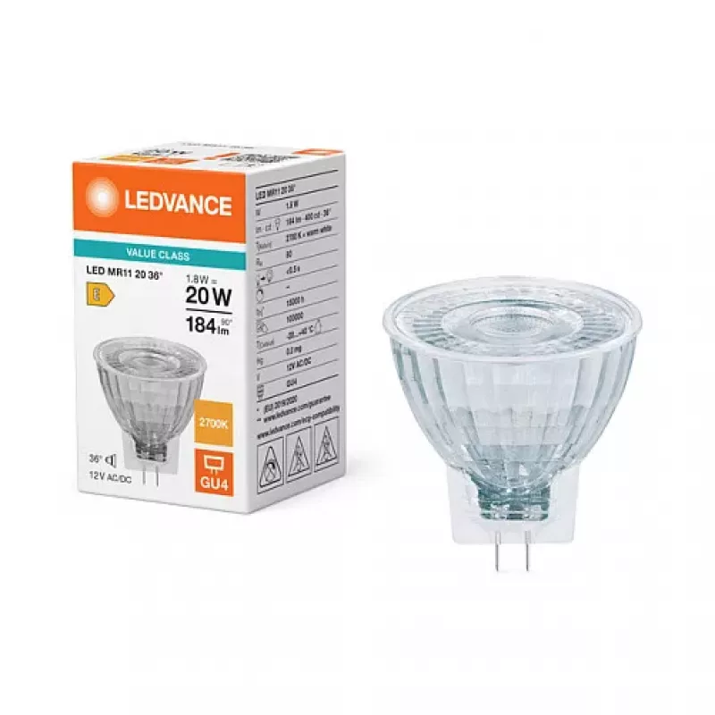 OSRAM LED MR11 P 1.8W 827 GU4 36° 120lm Warmweiß Reflektorlampe