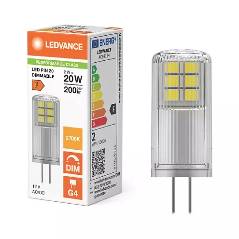 OSRAM LED PIN 12V P 2.2W 827 Clear G4 12V Niedervolt-LED-Lampe mit Stecksockel