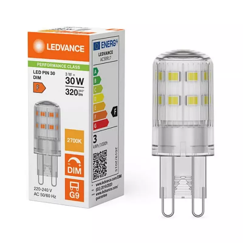 Osram LED PIN G9 DIM P 3W 827 Clear G9 Dimmable LED Lampe mit Stecksockel G9 LED